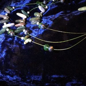 Layered wire, bead and semi precious stone set